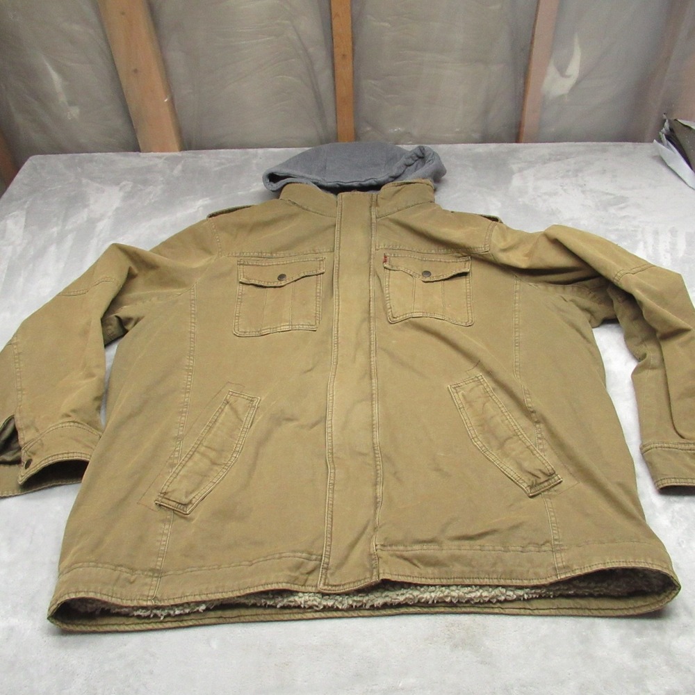 Levis Jacket Mens 2XLT Brown Sherpa Lined Field Utility Warm Thick Heavy Winter